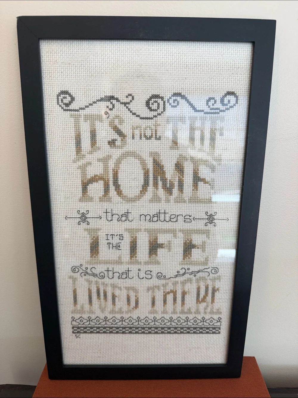 Vintage Handmade Cross-Stitch Cottagecore Home Art.